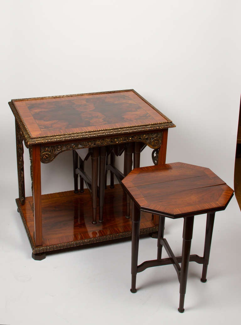 A Dutch Marquetry Inlaid Baroque Style Rectangular Nesting Table In Excellent Condition In New York, NY