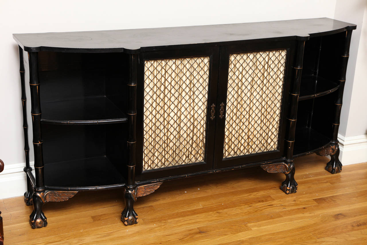 Faux Bamboo English Regency Style Bow Front Sideboard