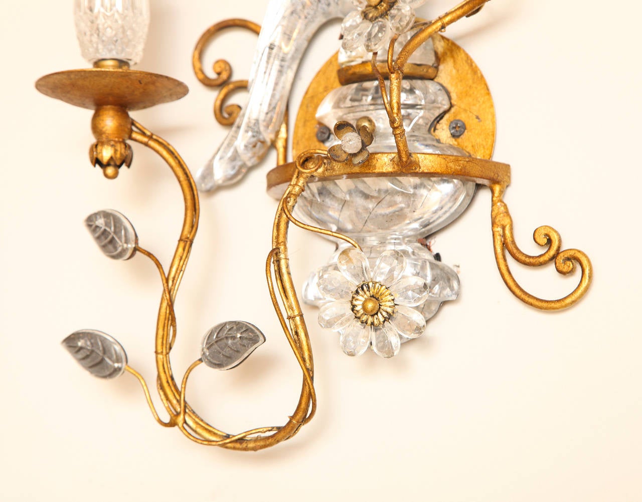 Pair of Bagues Style Crystal and Bronze Bird Sconces 3