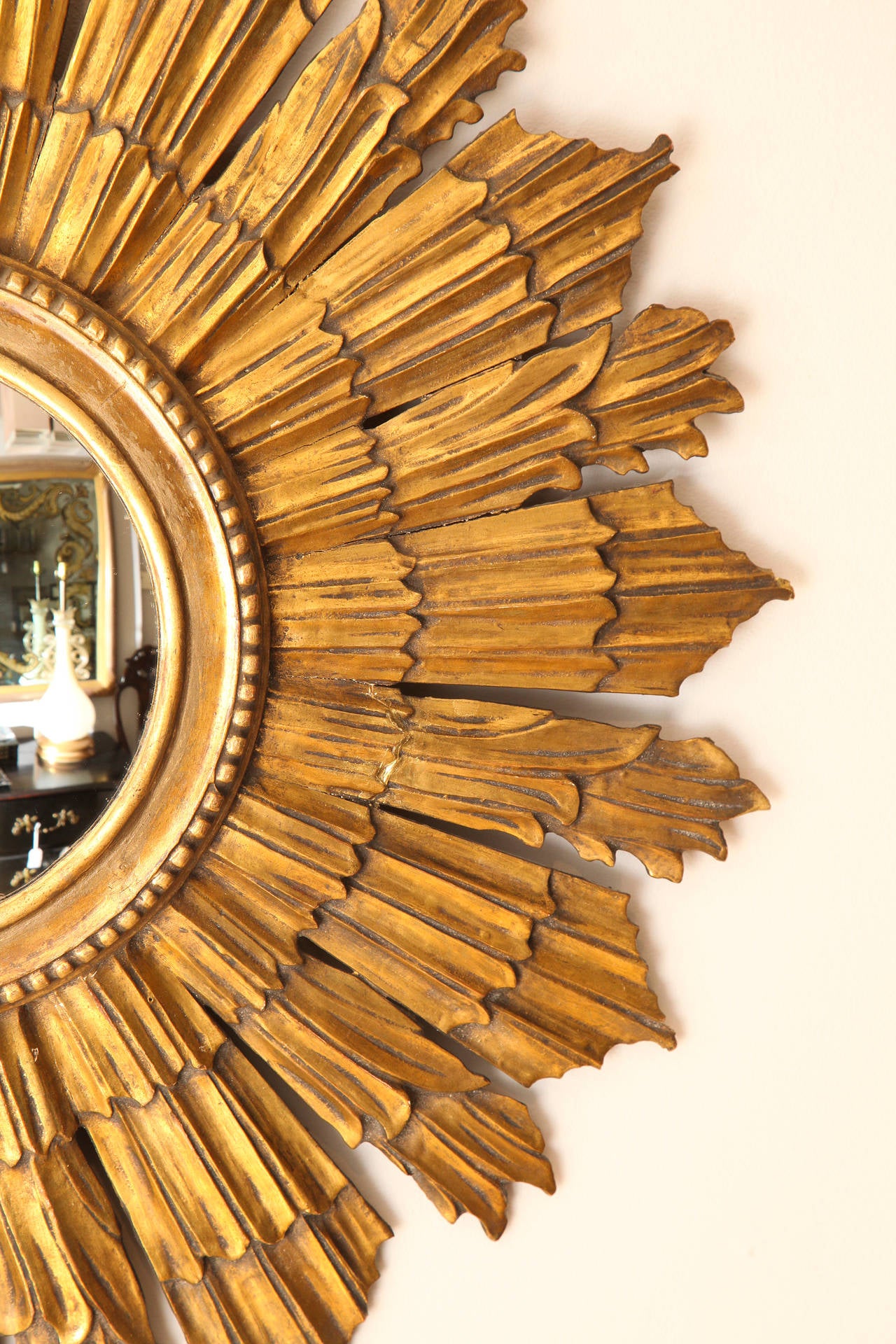 Italian Carved and Giltwood Sunburst Mirror 2