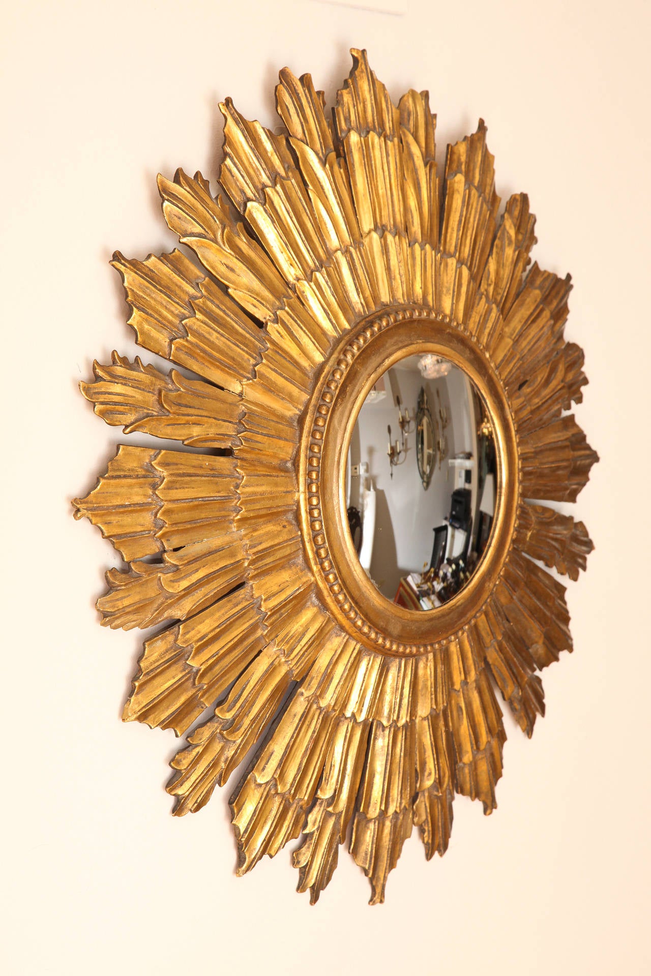 Italian Carved and Giltwood Sunburst Mirror 3