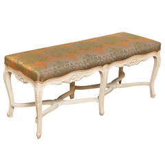 French Louis XV Style White Painted Bench