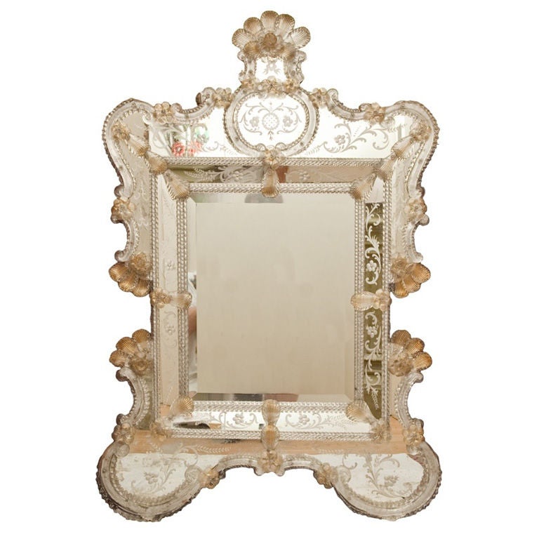 An Italian Hand Blown Murano Glass Mirror