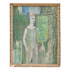 A Framed Original French Oil Painting Depicting a Young Man