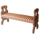 A French Louis XVI Style Bench with Arched Carved Walnut Frame