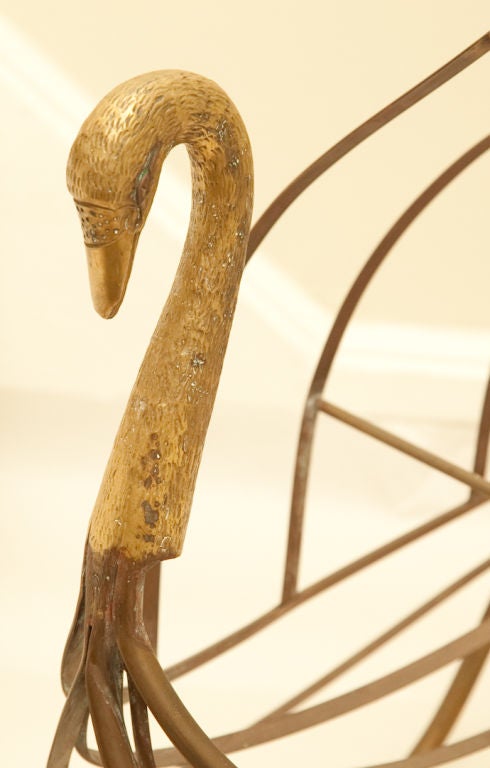A Magazine/Newspaper Rack in the Form of a Patinated Brass Swan 1