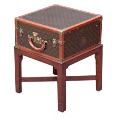A 1920s French Louis Vuitton Suitcase with New Mahogany Base