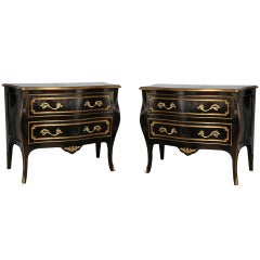 A Pair of Black Lacquered Louis XV Chests