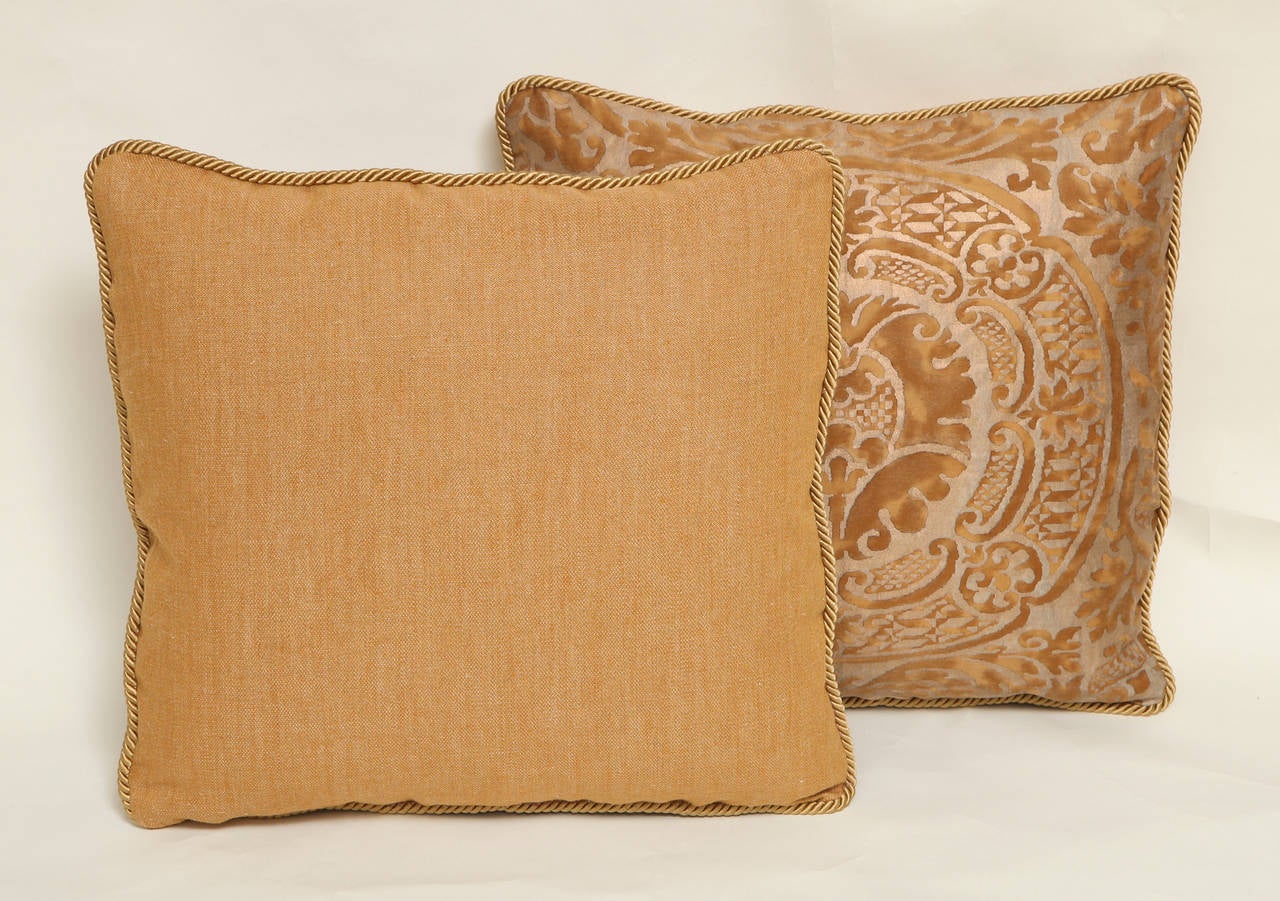 Contemporary Pair of Rectangular Vintage Fortuny Fabric Cushions