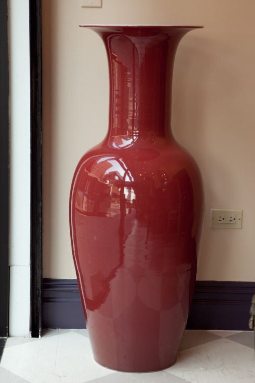A Pair of Palace Size Chinese Sang De Boeuf Vases