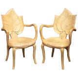 A Pair of American Hand Carved Open Armchairs