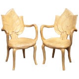 A Pair of American Hand Carved Open Armchairs
