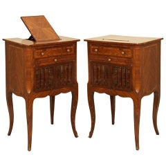 A Pair of French Rosewood and Walnut Louis XV Style Side Tables