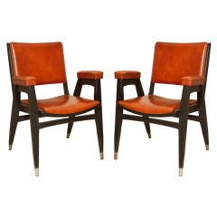 A Pair of Italian Leather Upholstered Carlo de Carli Armchairs