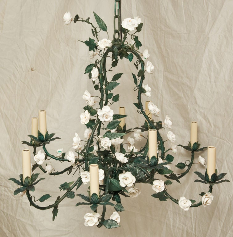 A 9 Light French Tole Chandelier