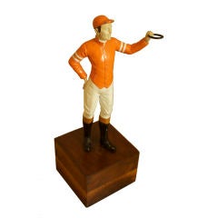 Vintage An Enamel Painted Figure of a Jockey From the '21' Club