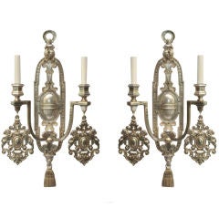 A Pair of Caldwell 2 Light Silver Plated Bronze Wall Sconces