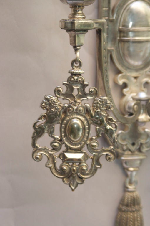 A Pair of Caldwell 2 Light Silver Plated Bronze Wall Sconces