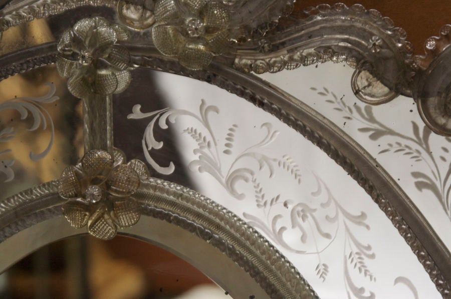 An Italian Rococo Venetian Glass Mirror with Murano Elements 1
