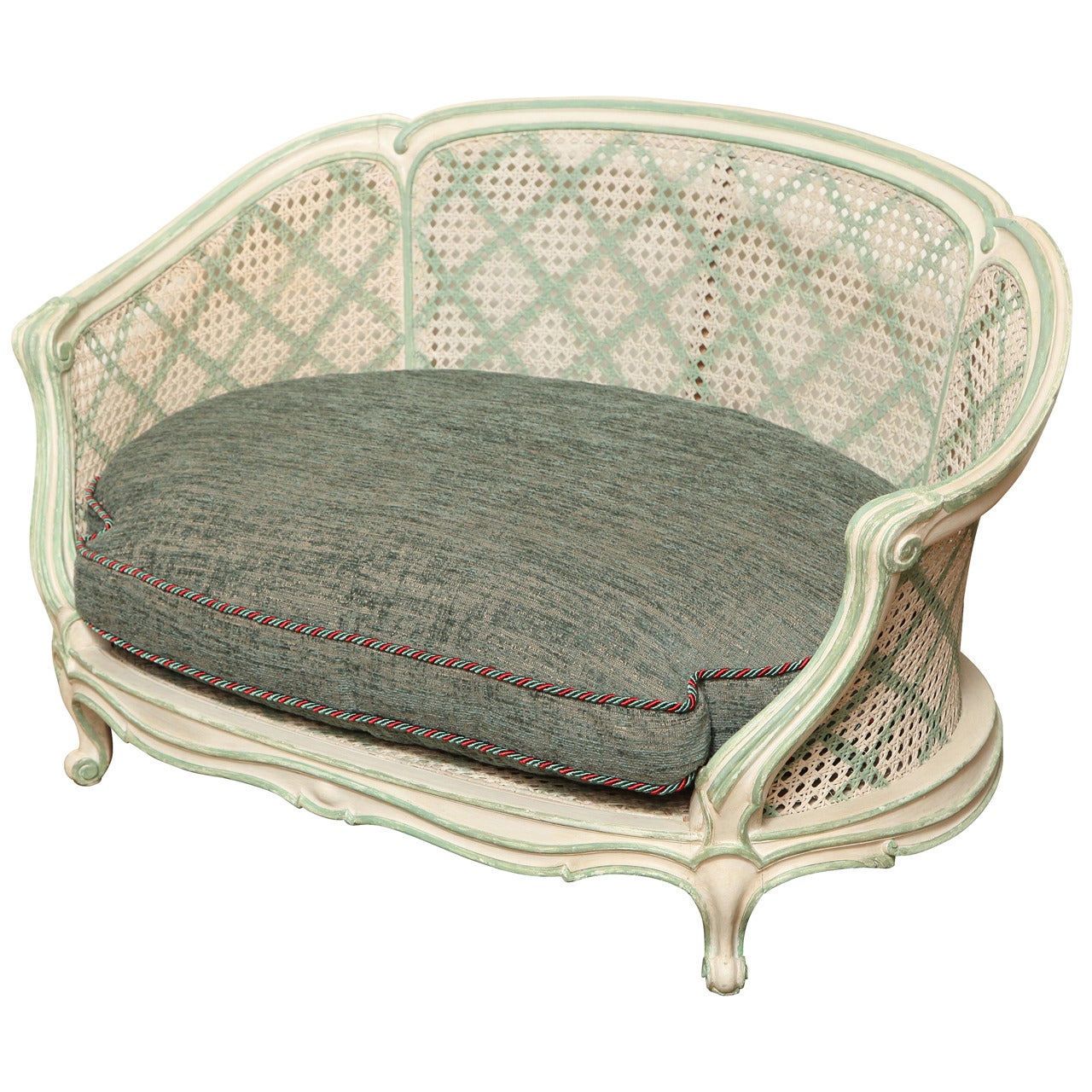 Caned French Louis XV Style Dog Bed