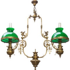 A French Bronze Billiard Fixture with Glass Half Domes