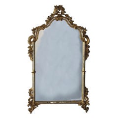 Vintage An Italian Carved and Gilt Wood Rococo Mirror