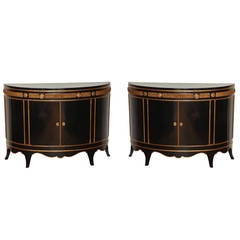 Pair of English George III Style Demilune Cabinets