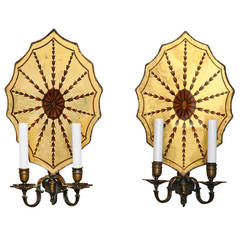 Antique Pair of Caldwell, Mirrored Back Sconces