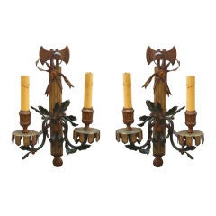 A Pair of Italian Directoire Style 2 Light Wall Sconces