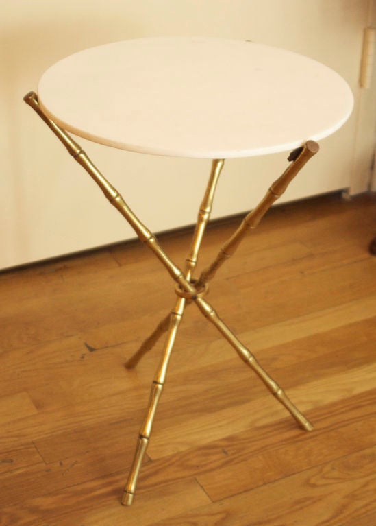 An Italian Faux Bamboo Side Table with White Marble Top