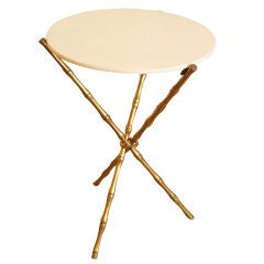 An Italian Faux Bamboo Side Table with White Marble Top