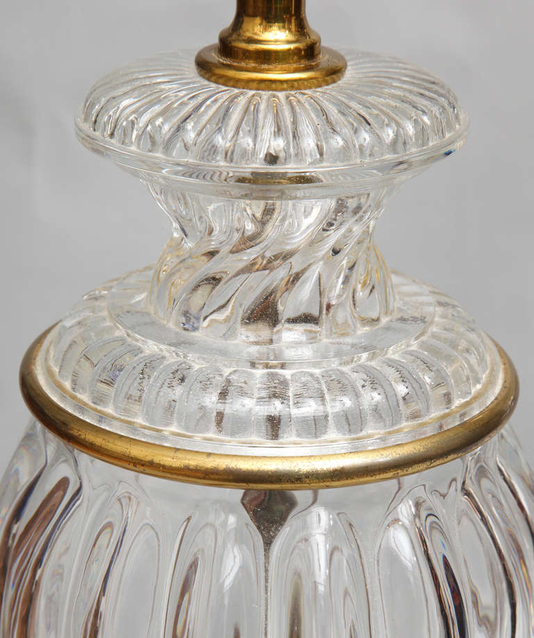 A Pair of Baccarat Style Crystal Vase Shaped Table Lamps at 1stDibs