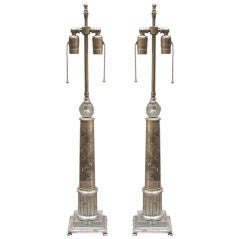 A Pair of American Art Deco Column Lamps