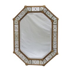 An octagonal Italian Venetian glass mirror