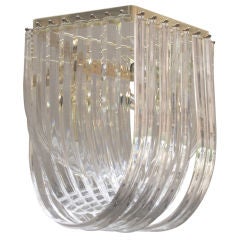 A large Contemporary Design Brass and Lucite Ceiling Fixture