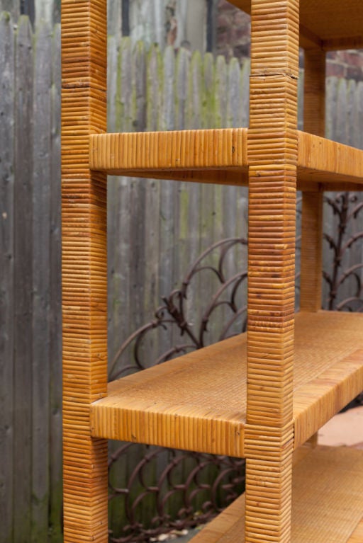 A Contemporary Design Bielecky 7 Tiered Rattan Etagere In Excellent Condition In New York, NY
