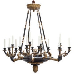 A 16 Light French Empire Style Chandelier Having Bracket Arms