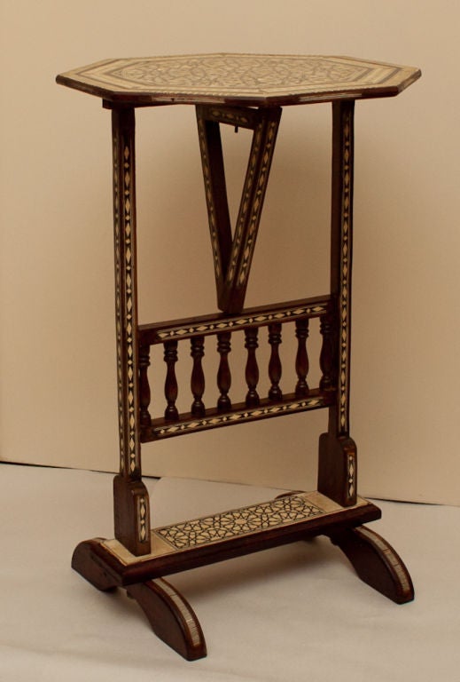 A Moroccan Side Table Inlaid with Mother of Pearl In Excellent Condition In New York, NY