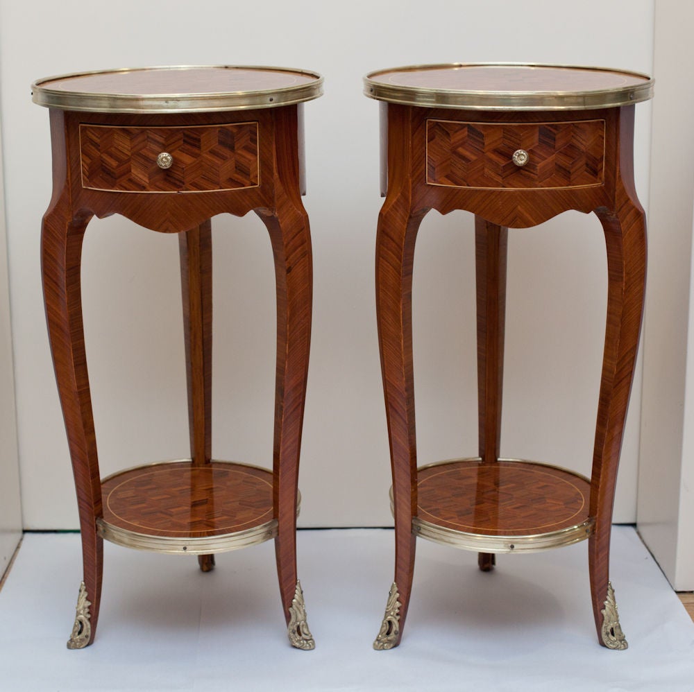A Pair of Two Tiered French Louis XV Style Side Tables