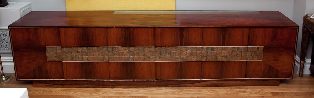 A Custom Made American Rosewood Long Credenza