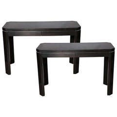 A Pair of Jules Wabbes Lacquered Console Tables