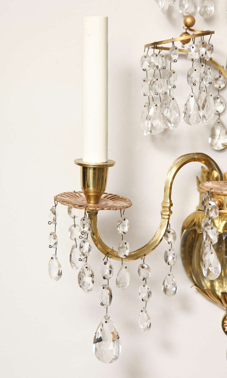 A Pair of Three Light Bronze Baltic-Style Wall Sconces 6
