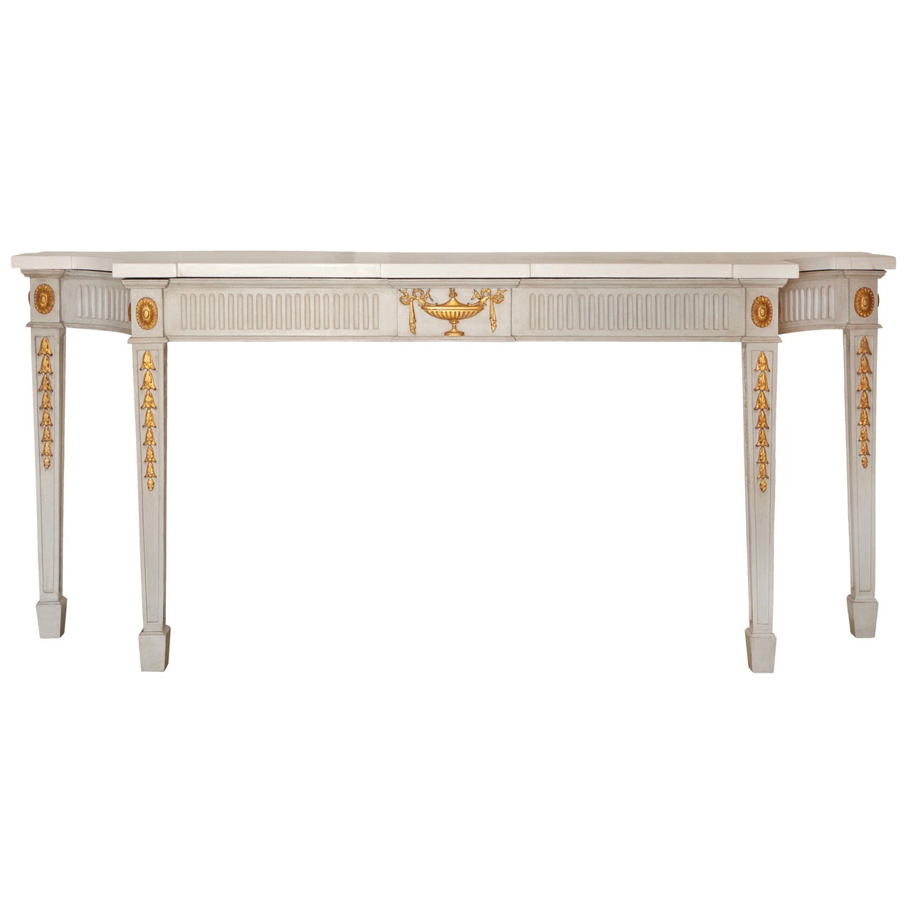 French Louis XVI Style Marble-Top Console Table