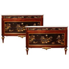 Pair of Jansen-Style French Chests with Chinoiserie Decorations