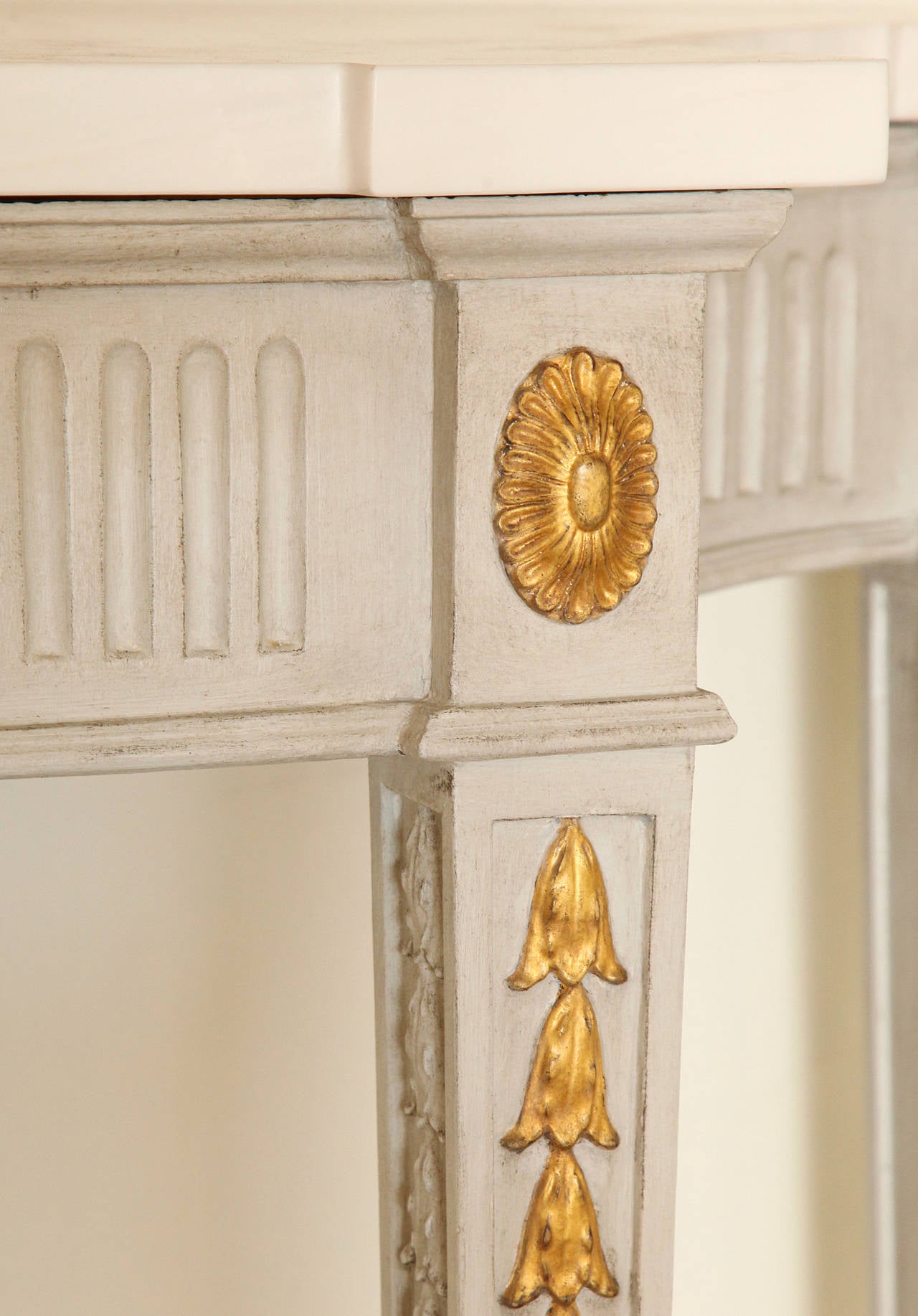 Mid-20th Century French Louis XVI Style Marble-Top Console Table