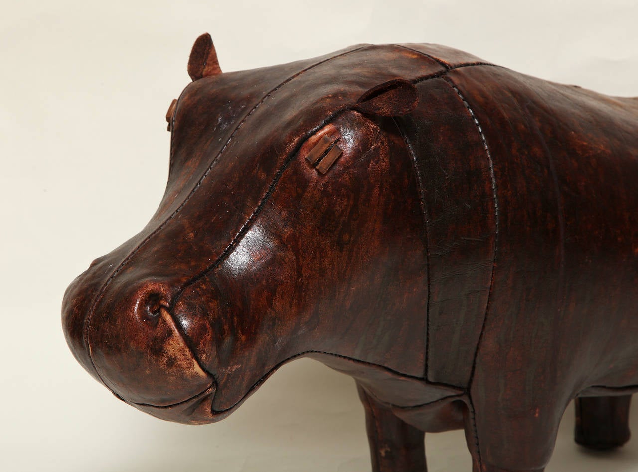 Late 20th Century Abercrombie and Fitch Leather Hippopotamus