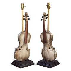 A Pair of "Art Moderne" Table Lamps in the Form of Violins