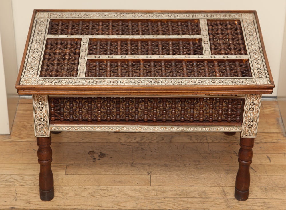 Mid-20th Century A Rectangular Syrian Low Table with Open Fretwork Top and Sides
