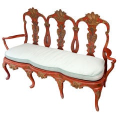 A Swedish Rococo Chair Back Bench with Caned Seat