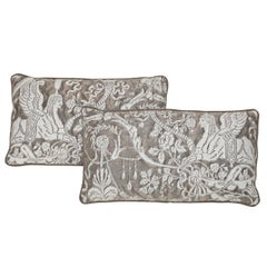 A Pair of Lumbar Fortuny Fabric Cushions in the Sfingi Pattern
